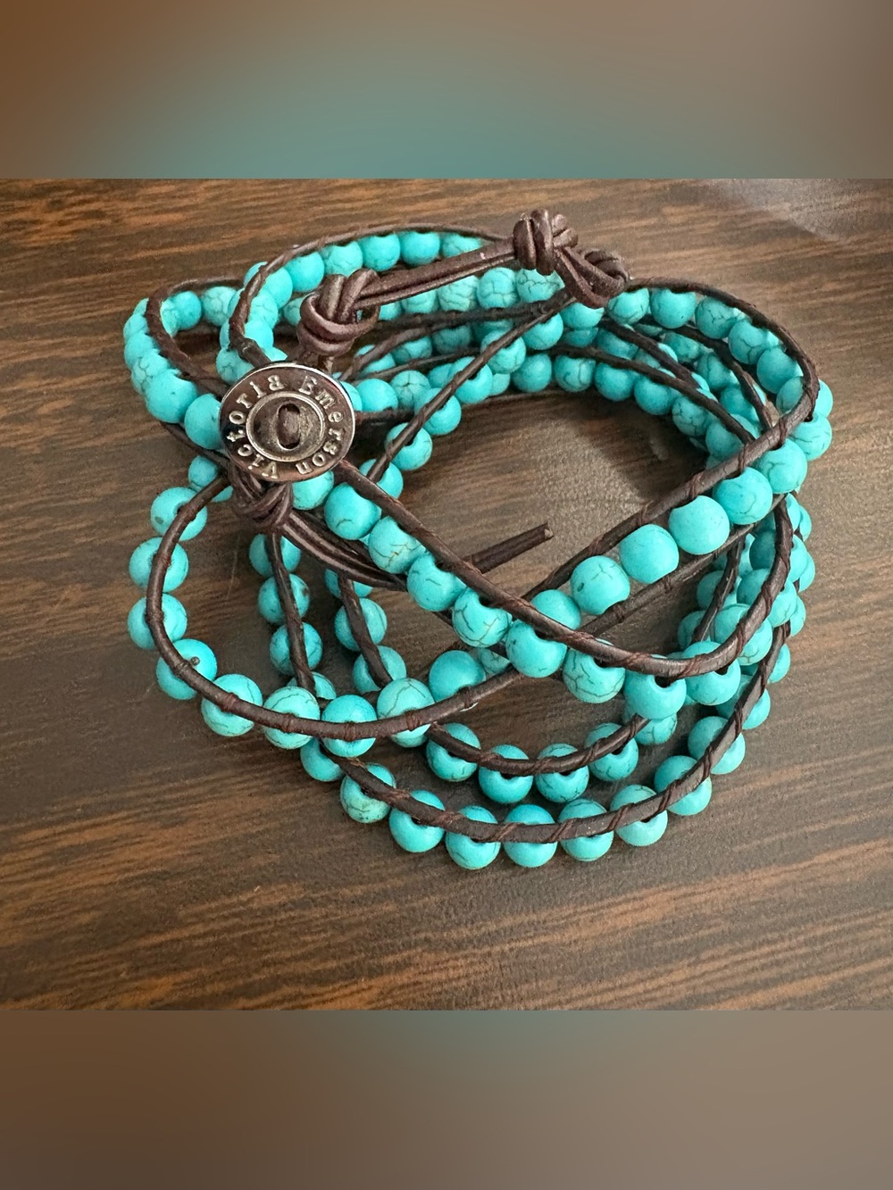 Victoria Emerson Dyed Turquoise beaded wrap bracelet